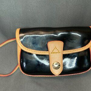 Dooney and Bourke Black Patent with Leather Trim Mini Wristlet